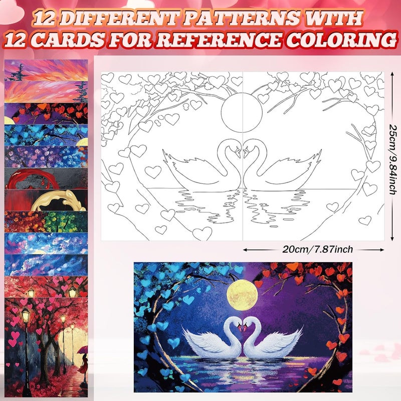 Affrolling 12 Pcs Pre Drawn Canvas for Painting for Adults 8 x 8 Inch Canvas Painting Kits Stretched with Drawing Ready to Paint Beginner Artists Date Night Party Supplies (Couples) - Image 2